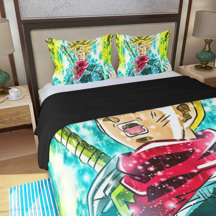 DBZ Trunks Super Saiyan Powerful Battle Ultimate Transformation Design Three Piece Duvet Cover Set