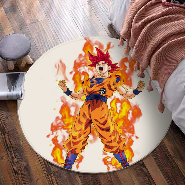 Awesome Goku Super Saiyan God Transformation DBZ round mat