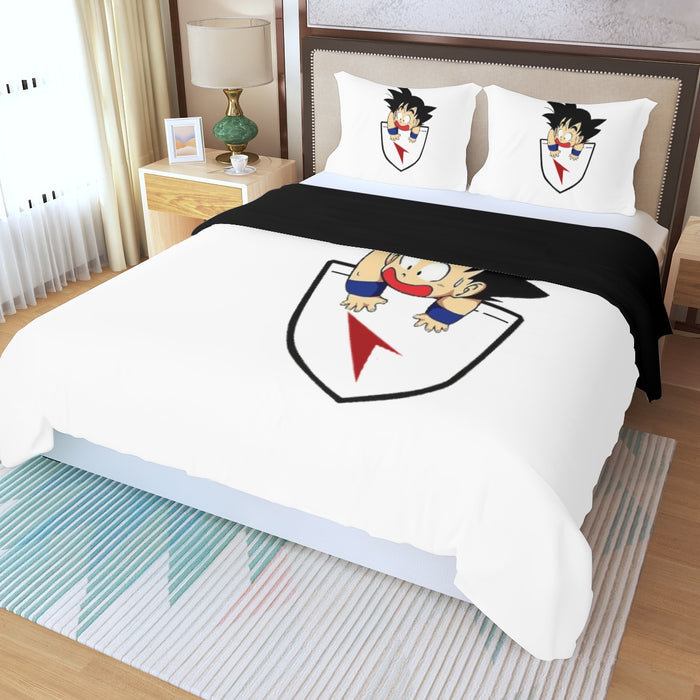 Dragon Ball Kid Goku Coming Out Of Pocket Three Piece Duvet Cover Set