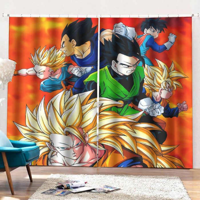 Dragon Ball Goku Super Saiyan 3 Vegeta Gohan Trending Design Curtains with Hooks