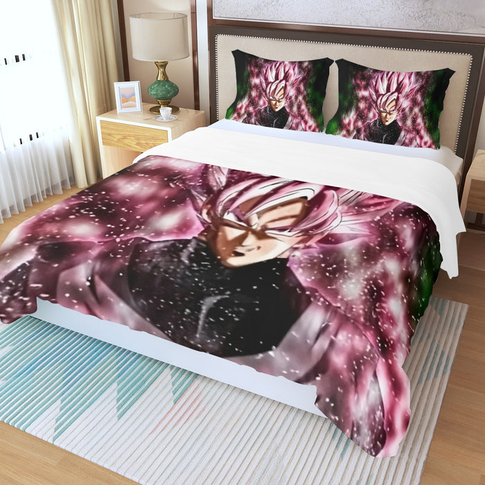 Dragon Ball Z Super Saiyan Goku Black Rose Pink Three Piece Duvet Cover Set