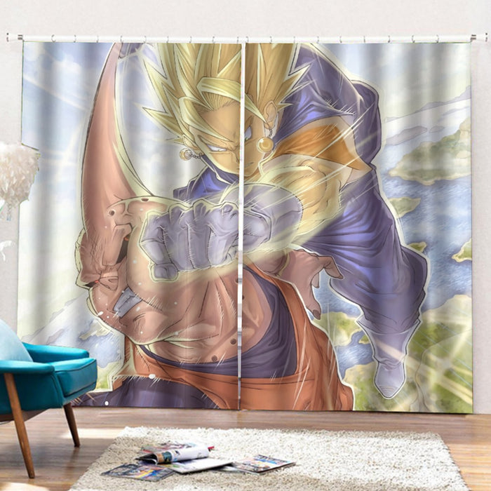 Dragon Ball Z Vegito Punching Super Buu Curtains with Hooks