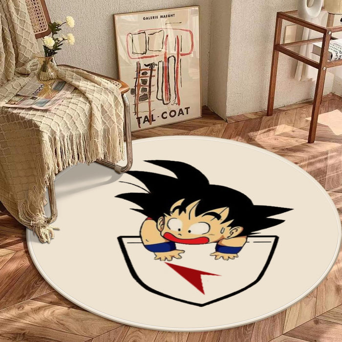 Dragon Ball Kid Goku Coming Out Of Pocket round mat