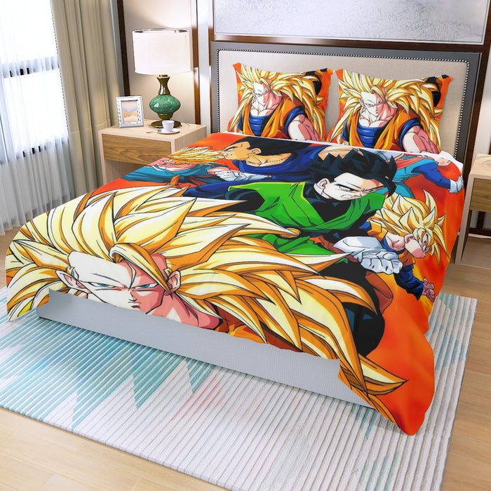 Dragon Ball Goku Super Saiyan 3 Vegeta Gohan Trending Design Three Piece Duvet Cover Set