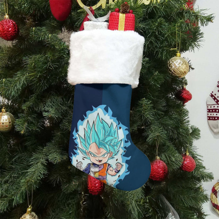 DBZ Goku Vegeta SSGSS God Blue Super Saiyan Chibi Sketch Christmas Socks