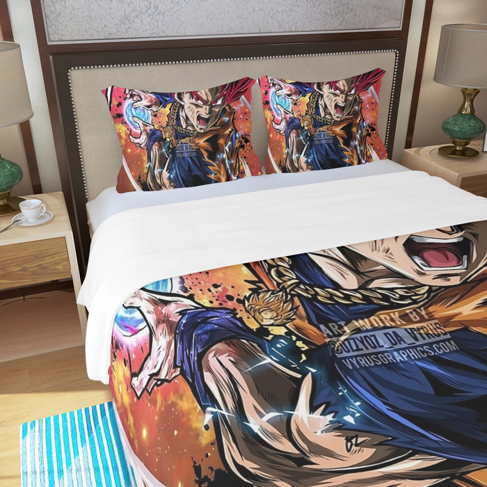 Goku Super Saiyan God Three Piece Duvet Cover Set