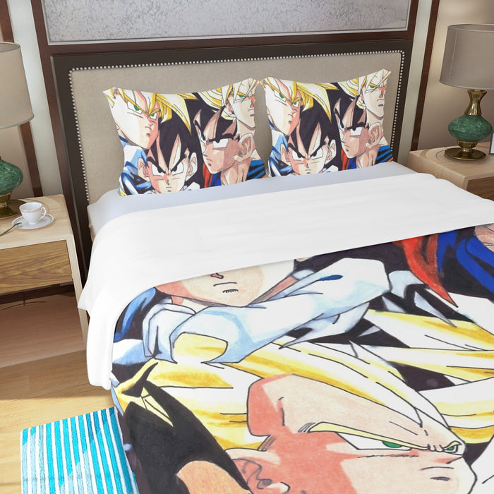 Dragon Ball Goku Vegeta Trunks Gohan Super Saiyan Cool Trending Design Three Piece Duvet Cover Set