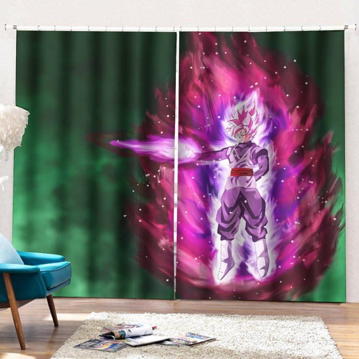 Goku Black Super Saiyan Rose Power Aura Streetwear Design Curtains with Hooks