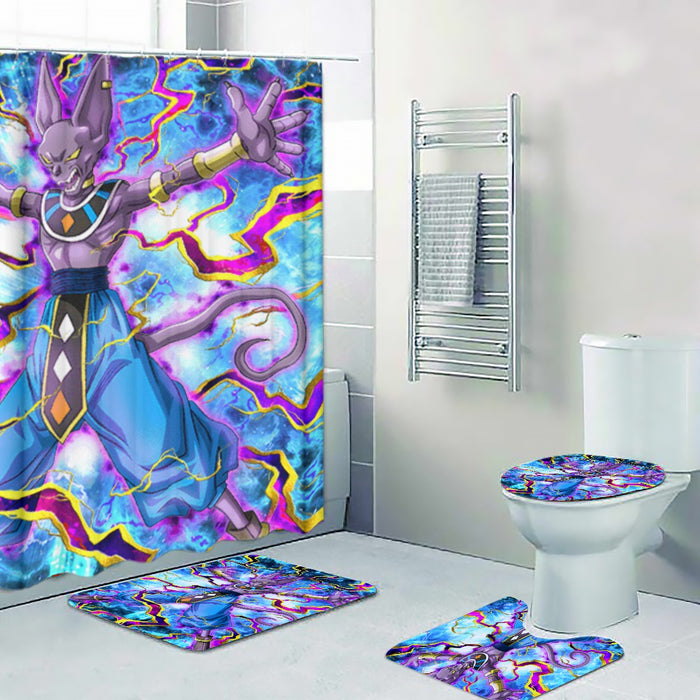 Dragon Ball Super Beerus Destruction God Egyptian Cat Vibrant Design Four-piece Bathroom