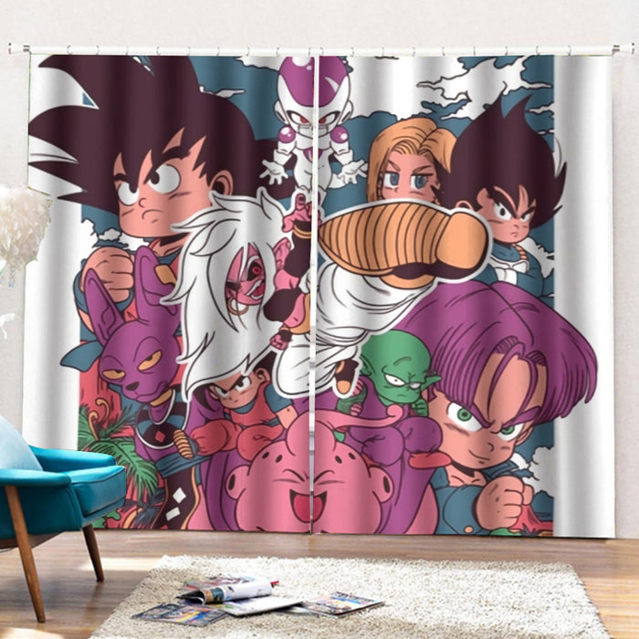 Kid Versions Of Dragon Ball Z Characters Curtains with Hooks