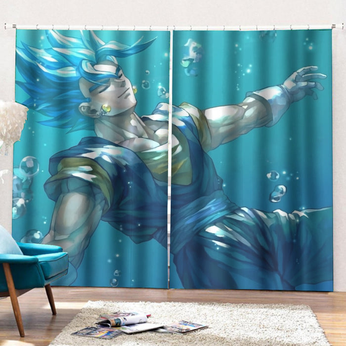 DBZ Relax Gogeta Ocean Blue Saiyan SSGSS Dope Design Curtains with Hooks