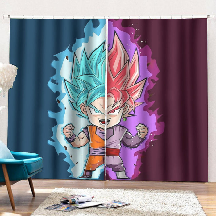 Dragon Ball Super Cute Chibi Blue Vegito Goku Rose Curtains with Hooks