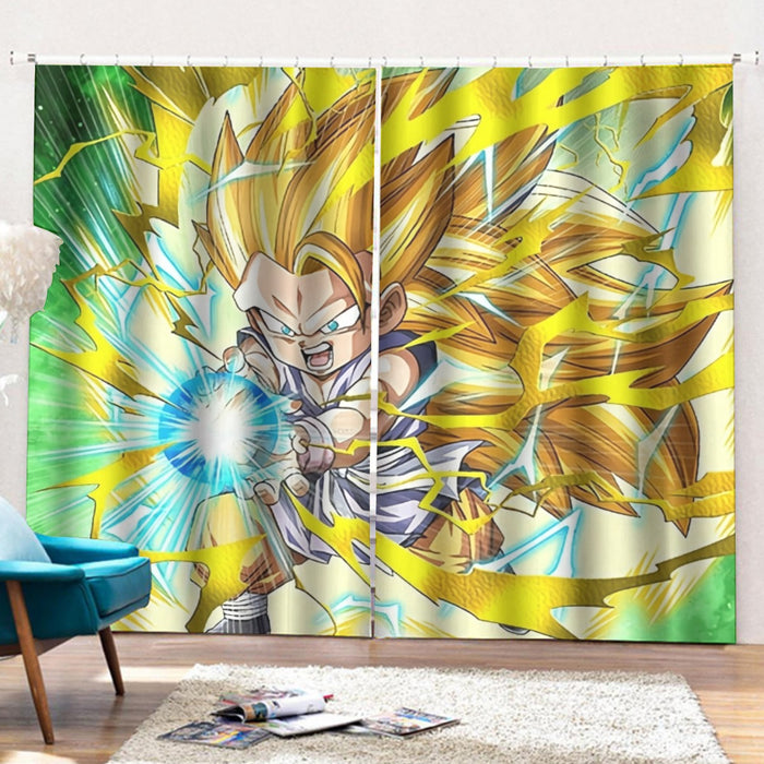 Dragon Ball Kid Goku SSJ3 Kamehameha Curtains with Hooks