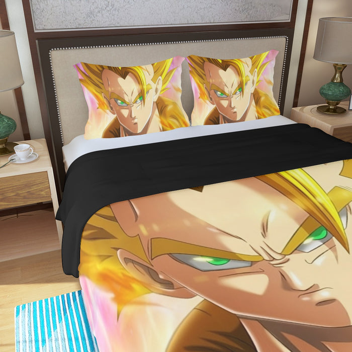 Dragon Ball Z Gogeta Super Saiyan Warrior Power Full Print Streetwear Three Piece Duvet Cover Set