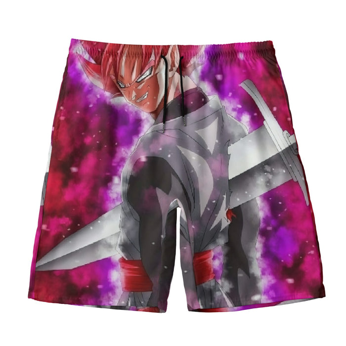 Dragon Ball Super Black Goku Rose Impaled Trunks Sword Beach Pants