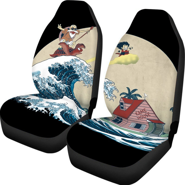 DBZ Kid Goku And Master Roshi Surfing To Kame House Car Seat Cover