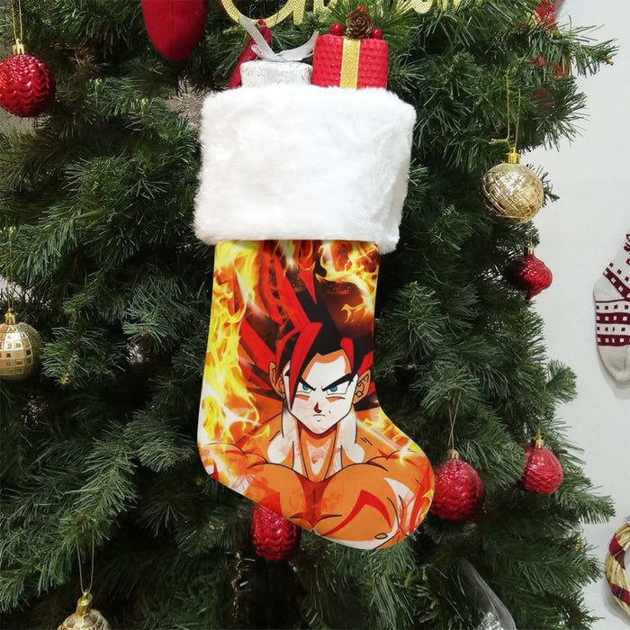 Dragon Ball Goku Super Saiyan Rose Flaming Fan Art Christmas Socks