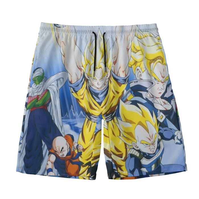 DBZ Goku Saiyan Spirit Bomb Vegeta Piccolo Gohan Trunks Vibrant Design Beach Shorts