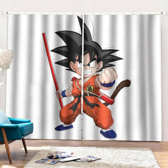 Kid Goku Fighting Dragon Ball Z Curtains with Hooks