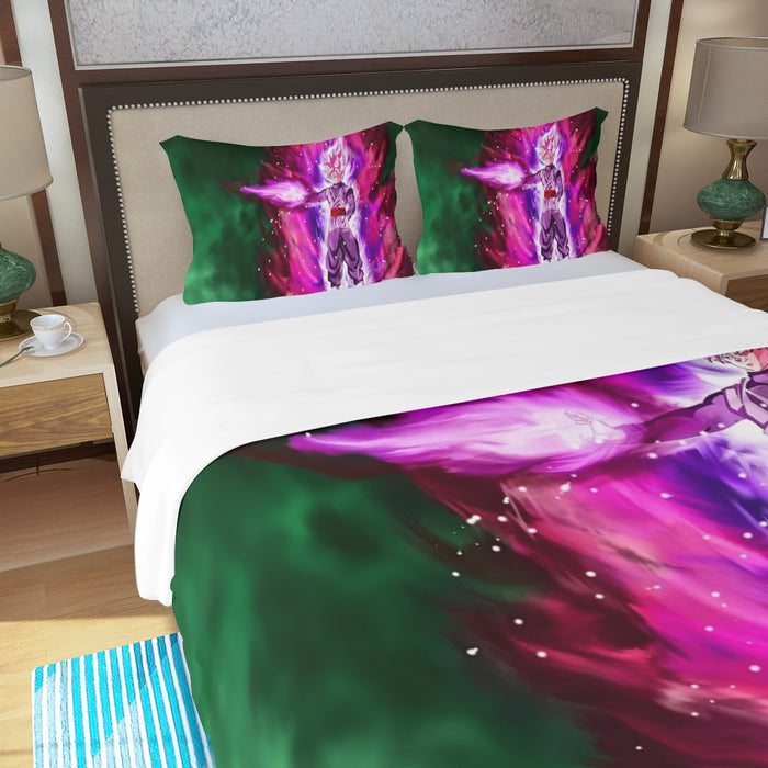 Goku Black Super Saiyan Rose Power Aura Streetwear Design Three Piece Duvet Cover Set