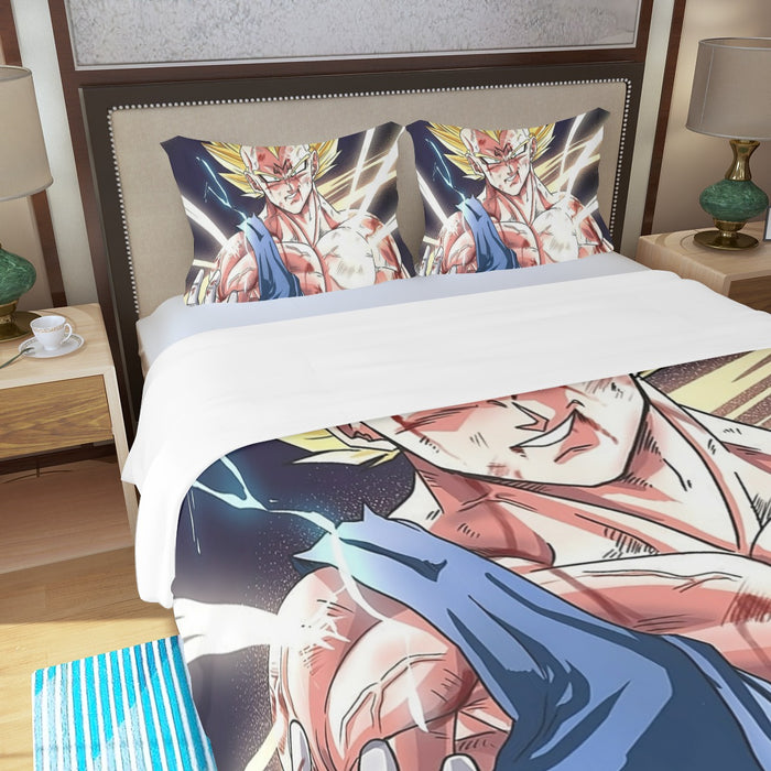 DBZ Majin Vegeta Saiyan Prince Fight Injure Manga Style Trending Three Piece Duvet Cover Set