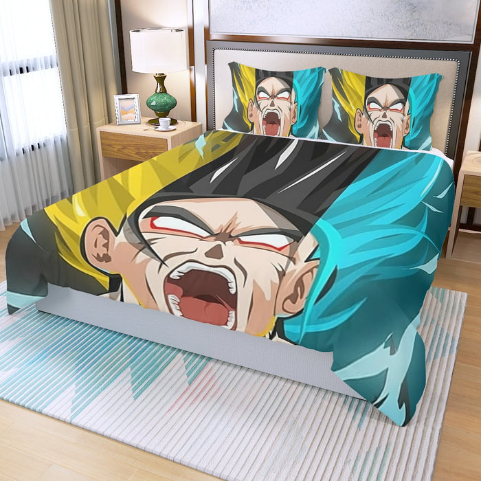 Dragon Ball Goku Super Saiyan Triple Blue God SSGSS Hand Drawing Style Three Piece Duvet Cover Set