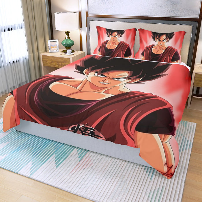 Dragon Ball Super Saiyan Goku Kaioken Epic Red Casual Three Piece Duvet Cover Set