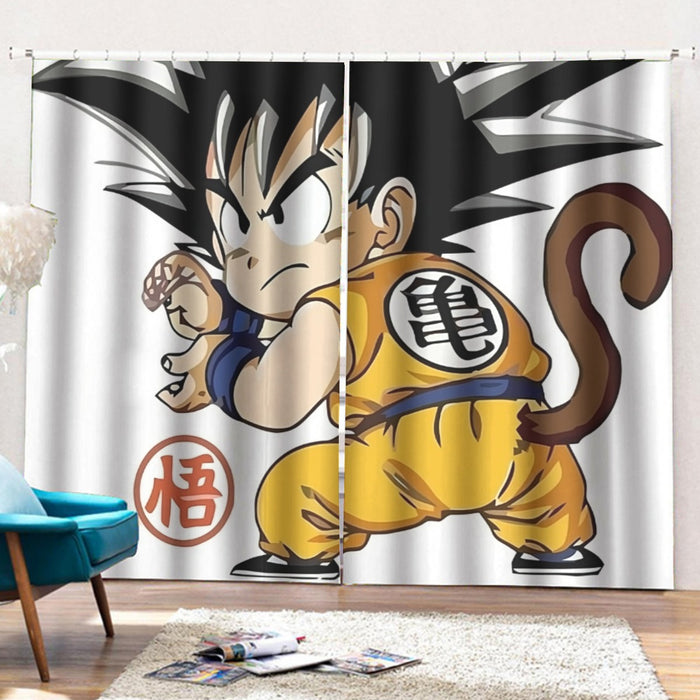 Cute Kid Goku Yellow Clothing Dragon Ball Z Curtains with Hooks