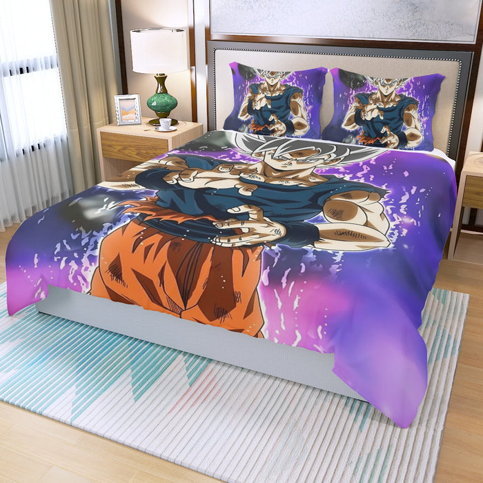 Dragon Ball Z Goku Ultra Instinct Form White Hair Three Piece Duvet Cover Set