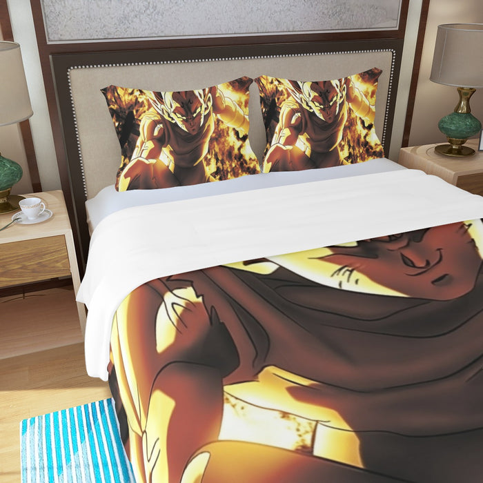 Dragon Ball Z Dope Majin Vegeta Grin Yellow Aura Three Piece Duvet Cover Set