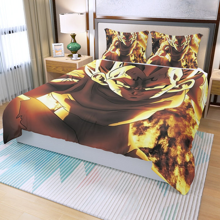 Dragon Ball Z Dope Majin Vegeta Grin Yellow Aura Three Piece Duvet Cover Set