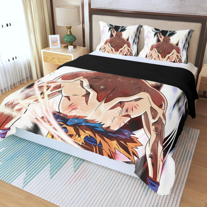 Dragon Ball Goku Damaged Battle Muscular Powerful Aura Three Piece Duvet Cover Set