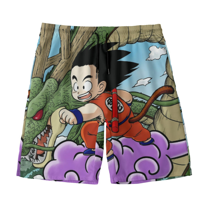 Dragon Ball  Kid Goku Flying With Shenron Beach Pants