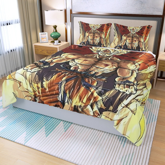 Powerful Goku Super Saiyan 2 Transformation SSJ2 Three Piece Duvet Cover Set