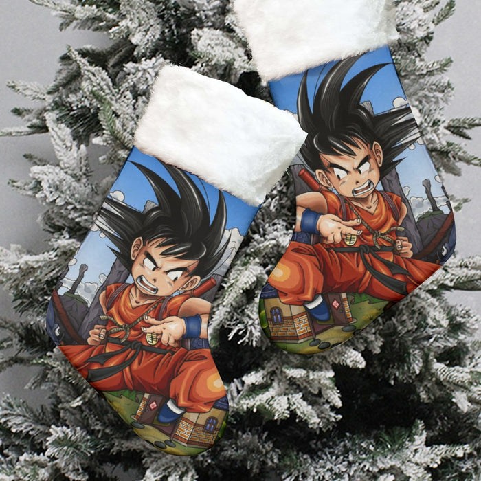 Dragon Ball Anime Angry Kid Goku Sky Clouds Blue 3D Christmas Socks