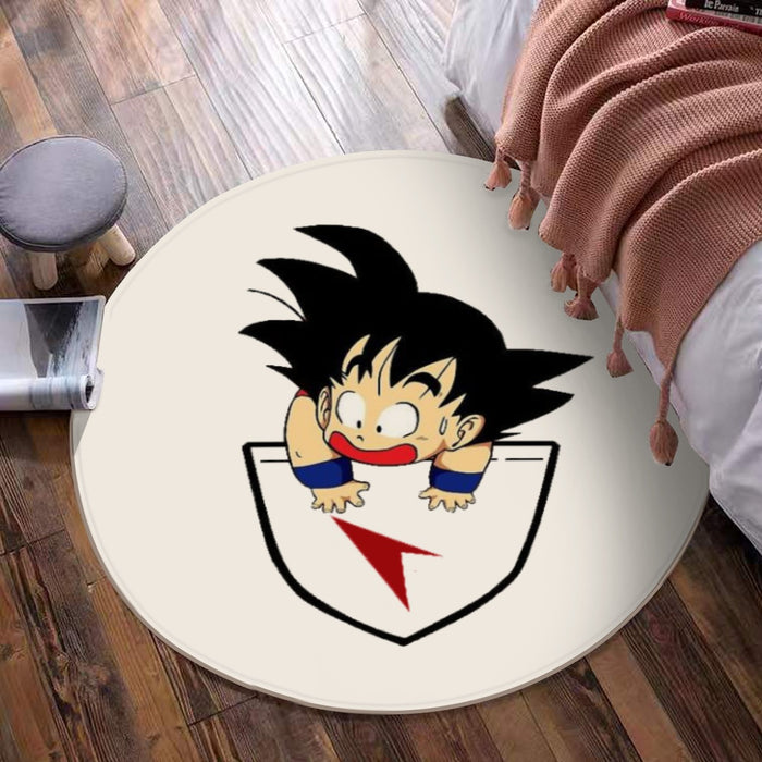 Dragon Ball Kid Goku Coming Out Of Pocket round mat