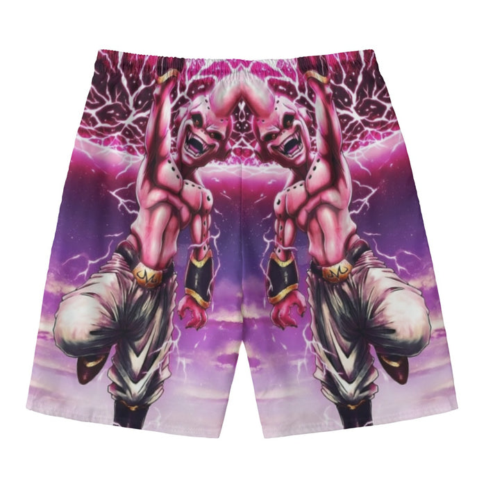 DBZ Kid Buu Super Villain Giant Ki Blast Realistic Design Beach Shorts