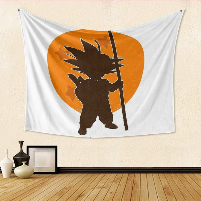 Dragon Ball Z Kid Goku Shadow Logo White Tapestry
