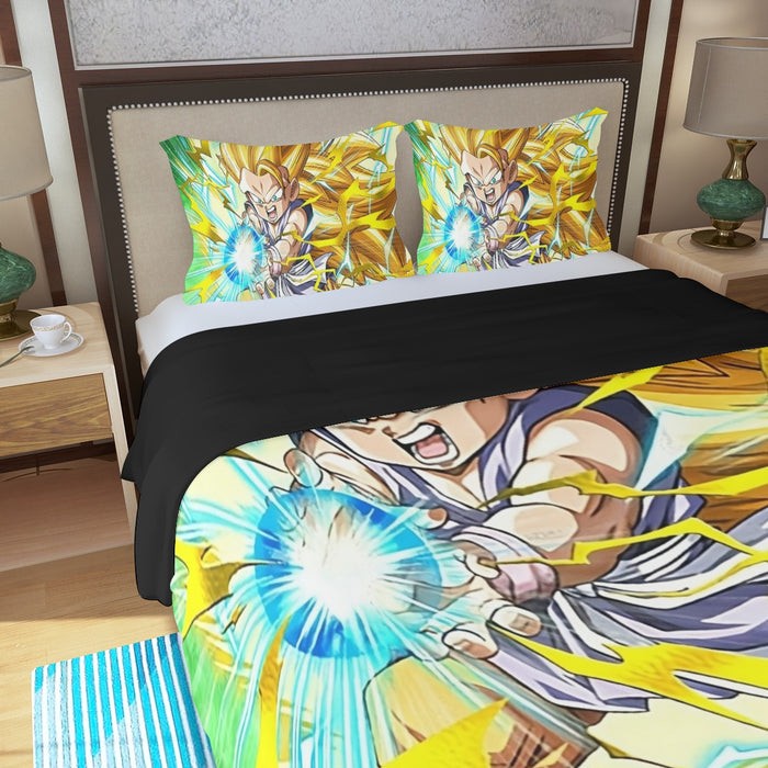 Dragon Ball Kid Goku SSJ3 Kamehameha Three Piece Duvet Cover Set