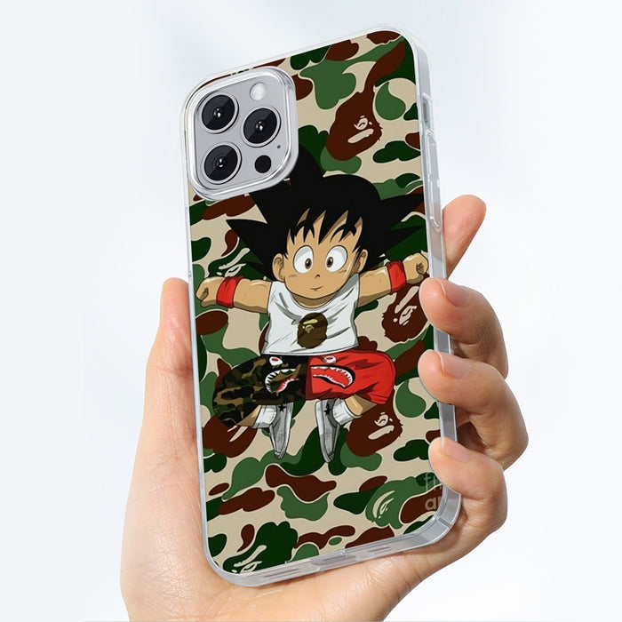 Dragon Ball Shirt Jumping Kid Goku Camouflage iPhone 13 Case