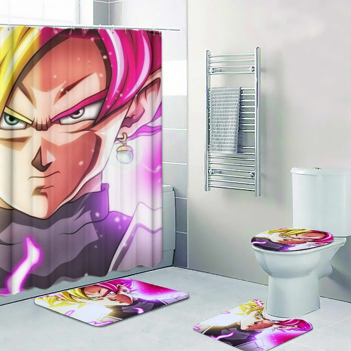 DBZ Goku God Half Rose and Golden Portrait Dope Design Four-piece Bathroom