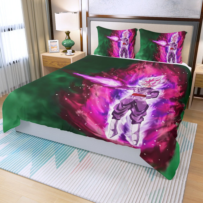 Goku Black Super Saiyan Rose Power Aura Streetwear Design Three Piece Duvet Cover Set