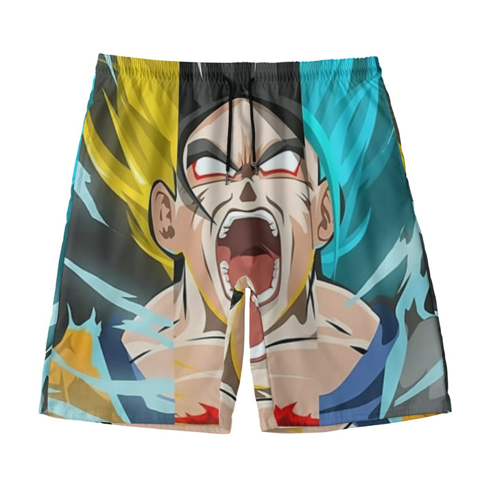Dragon Ball Goku Super Saiyan Triple Blue God SSGSS Hand Drawing Style Beach Pants