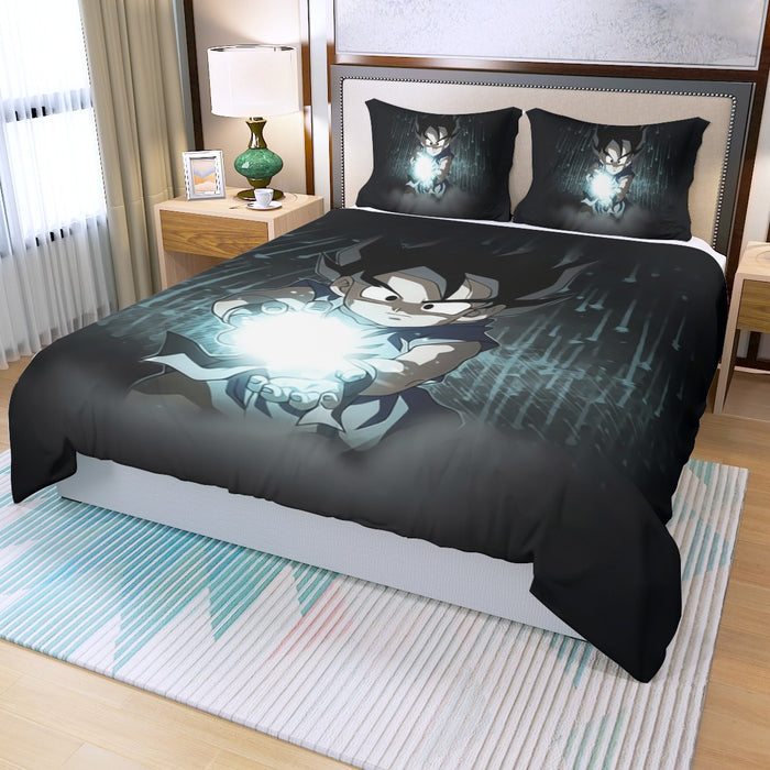 Dragon Ball Goku Kid Practice Kamehameha Cute Round Neck Design Three Piece Duvet Cover Set