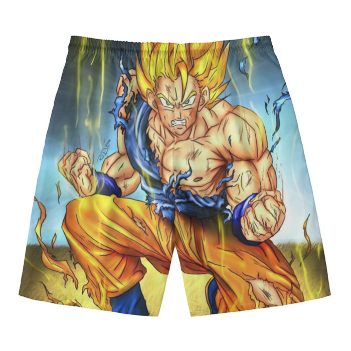 DBZ Goku Super Saiyan Thunder Power Damage Fight Cool Design Beach Pants