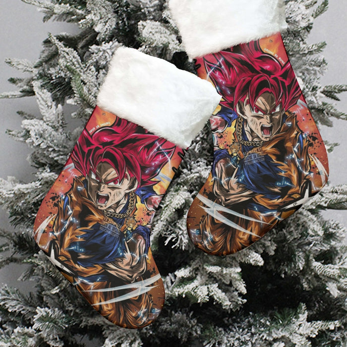 Goku Super Saiyan God Christmas Socks