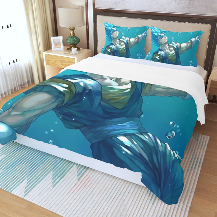 DBZ Relax Gogeta Ocean Blue Saiyan SSGSS Dope Design Three Piece Duvet Cover Set