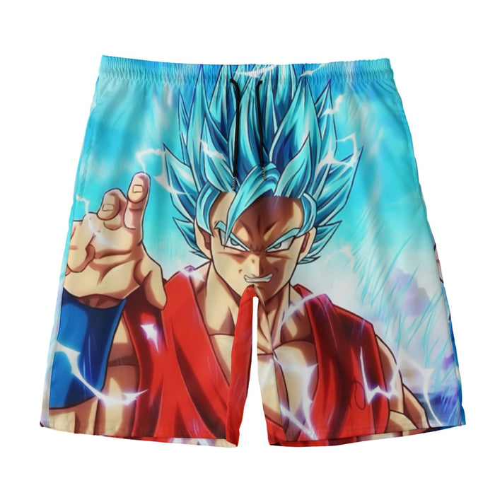 Dragon Ball Super Goku Blue Lightning SSGSS Design Beach Pants