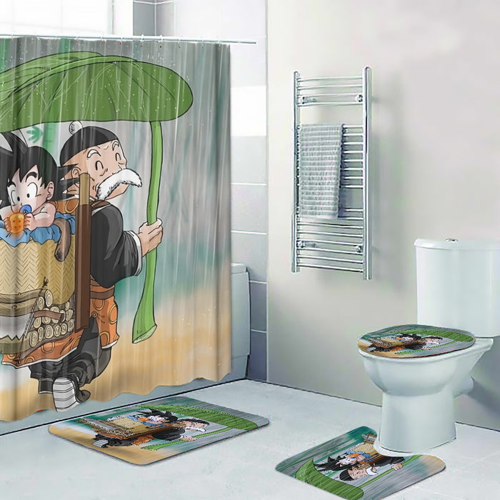 DBZ Kid Goku Super Saiyan Grandpa Gohan Cover Rain Cute Design Four-piece Bathroom