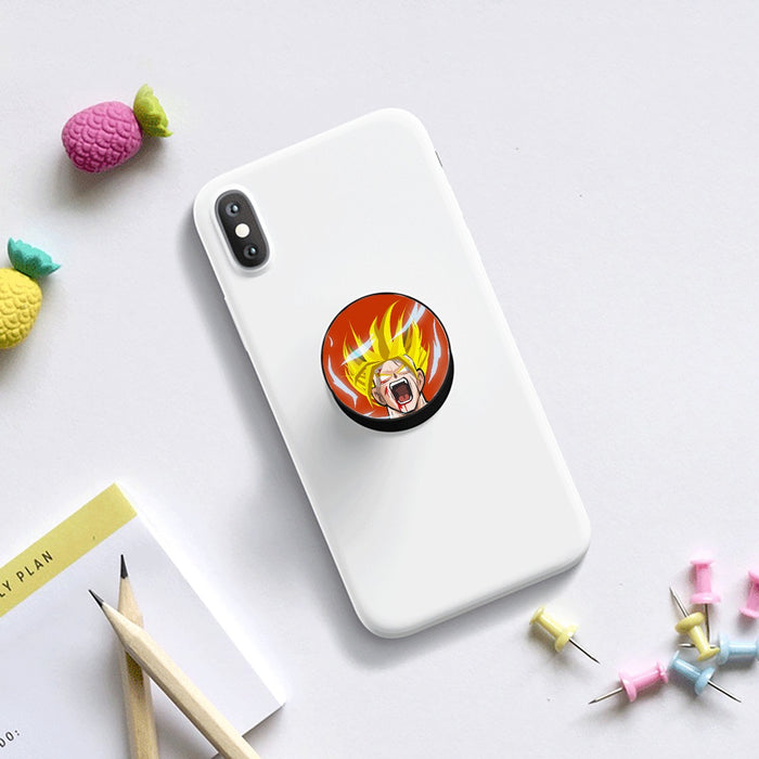 Dragon Ball Goku Super Saiyan Angry Scream Hand Drawing Design Airbag mobile phone holder